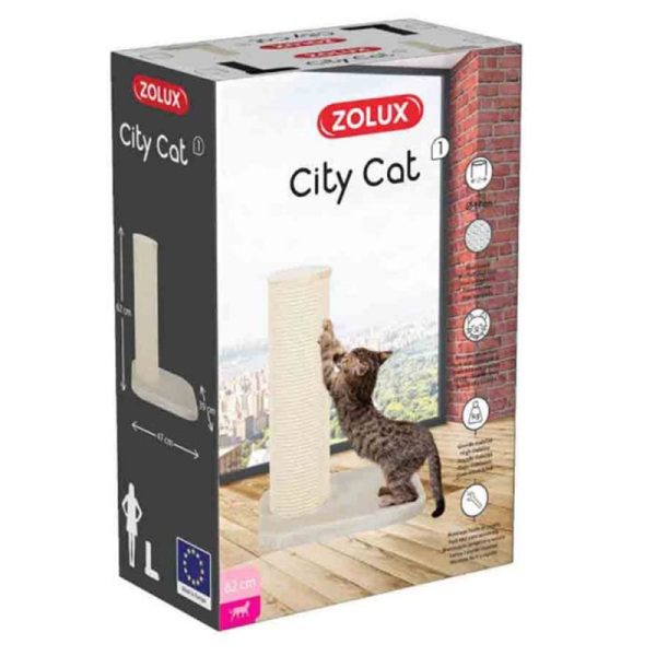 Arbre à chat avec griffoir coloris beige City Cat 1 Zolux - 62 cm