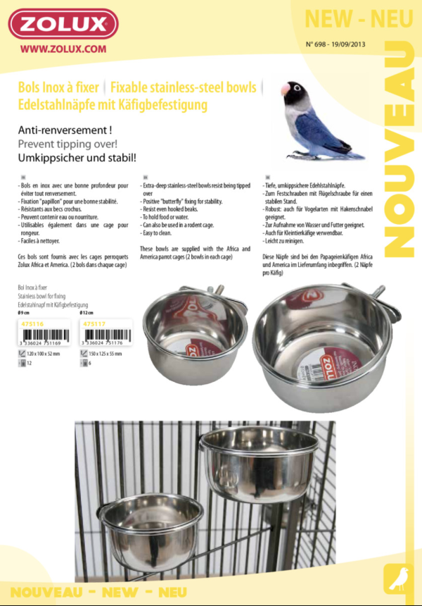 BOL INOX A FIXER 12CM 0.56L