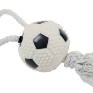 JOUET BALLE FOOT/CORDE 10CM