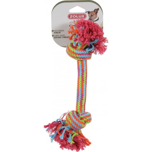 JOUET CORDE 2 NOEUDS COUL 30CM